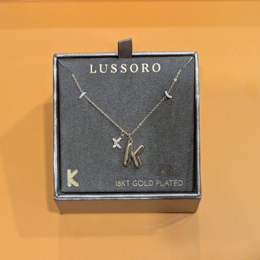 New Lussoro K Initial Necklace 18K Gold Plated